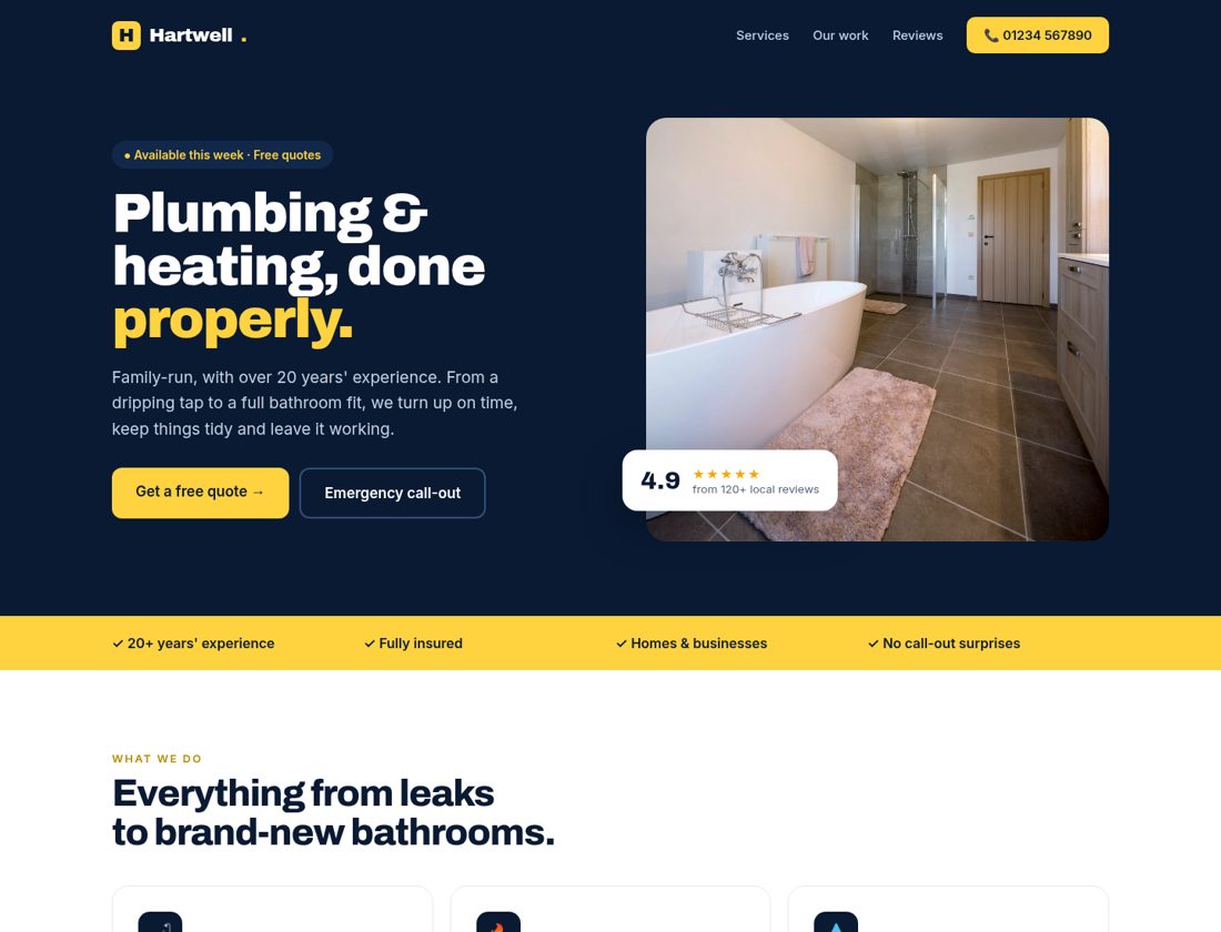 Concept redesign for A family plumber