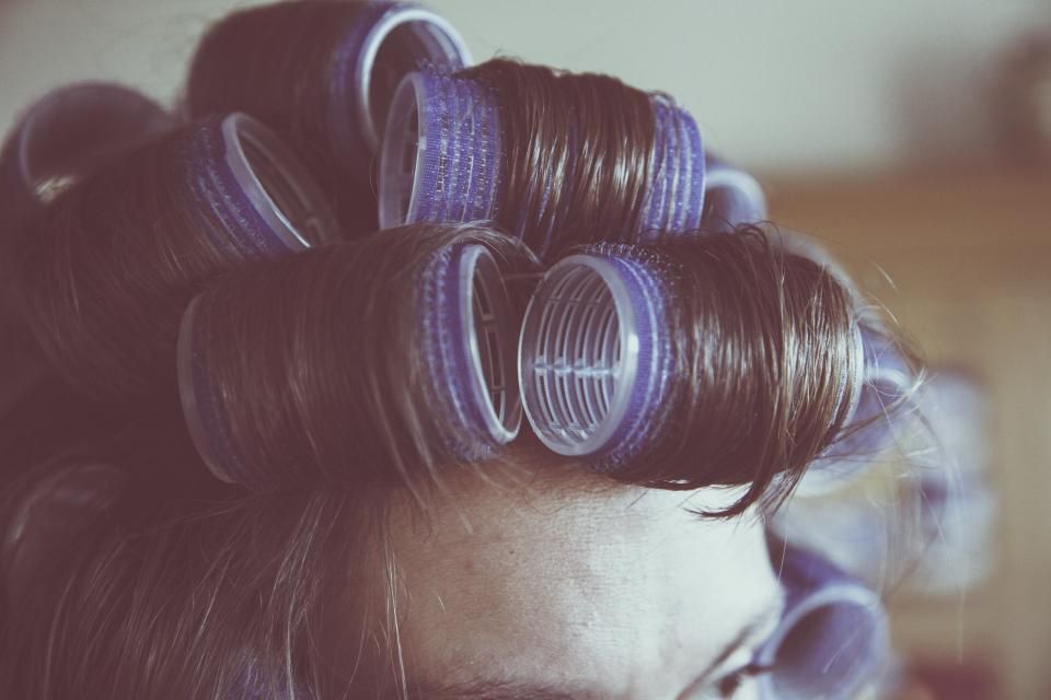 Hair set in rollers